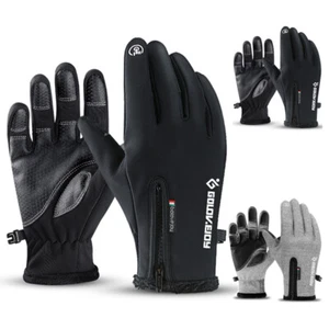 Mujeres Hombres Invierno Cálidos Guantes A Prueba de Viento Térmicos Pantalla Táctil Conducir Bicicleta Mitones - Imagen 1 de 14