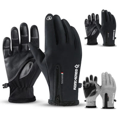 Women Men Winter Warm Gloves Windproof Thermal Touch Screen Driving Bike Mittens - Image 1 of 4