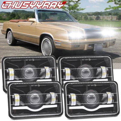 4pcs 4x6" LED  Headlight Hi-Lo Sealed Beam DRL For Chrysler LeBaron 1977-1992 - Image 1 of 4