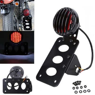 Motorcycle LED Tail Brake Light Side Mount License Plate Bracket For Harley - Image 1 of 4