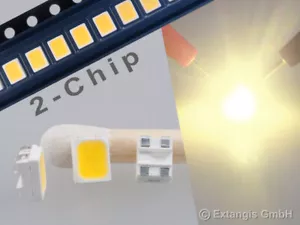 SMD LED PLCC4 3528 DOPPELCHIP GOLDEN WHITE 2-chip very bright warm weiss plcc2 - Bild 1 von 2