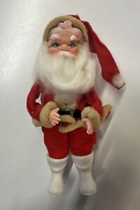 Vtg Christmas Santa Claus Rubber Face Doll Decor Japan White Boots 8.5” Tall