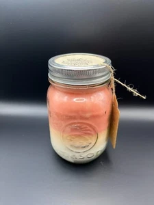 Homemade Soy Wax Candles with Wood Wicks, Candy Cane 16oz Mason Jar. - Picture 1 of 1