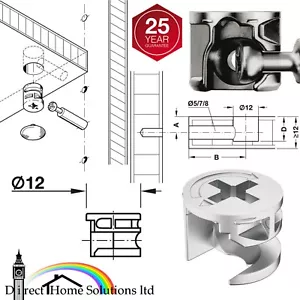 Hafele 12mm x 9.5mm CAM LOCK FIXING FURNITURE FITTING DOWEL ASSEMBLY 4 FLAT PACK - Picture 1 of 7