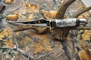 Vintage Western W39 Knife Faux White Turquoise & Sheath - Picture 1 of 16