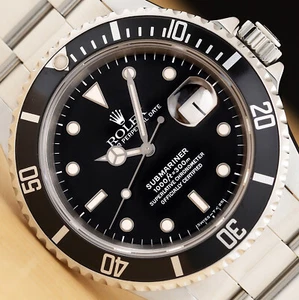 ROLEX MENS SUBMARINER DATE 40MM 16610 STAINLESS STEEL OYSTER BLACK DIAL WATCH - Picture 1 of 13