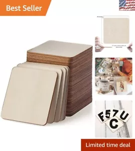 Premium 80 Pcs Square Wood Blank Cutouts - Ideal for Personalized Crafts - Picture 1 of 9
