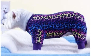 NWT XL KYEESE Dog Pajamas stretchy Leopard Print Rainbow Pjs jacket clothing - Picture 1 of 7