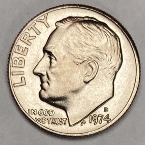 1974 D BU Roosevelt Dime US Coin D74-56D - Picture 1 of 3