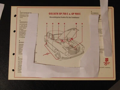 Shell Schmierplan Goliath GP 700 E 900 E Serviceplan Schmieranweisung 1959 - Bild 1 von 4