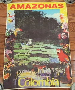 Vintage Mid Century Travel Poster Amazonas Colombia 19x27 Movifoto Rainforest - Picture 1 of 15