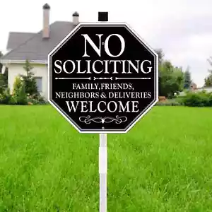 No Soliciting Schild für Haus, 11" x 27" No Soliciting Yard Schild mit Pfahl, M... - Bild 1 von 5