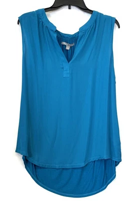 Valerie Stevens Teal Sleeveless Top Women's Size Large Split Neck - Image 1 of 3