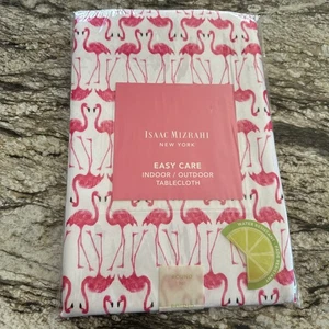 Isaac Mizrahi Easy Care Indoor/Outdoor Pink Flamingo Tablecloth Round 70" New - Picture 1 of 6