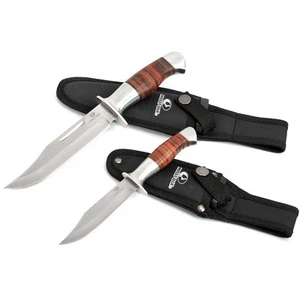 Fixed Blade Bowie Knife, 2-piece Hunting Knife with Leather Handle Featuring ... - Picture 1 of 8