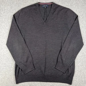 Brooks Brothers 100% Merino Wool Sweater Knit V-Neck Pullover 2XL Mens Grey - Picture 1 of 7