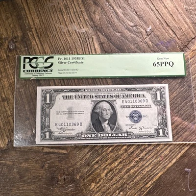 $1 1935-B Silver Vinson Gem DD Block Fr. 1611 PCGS 65 PPQ Serial D97314501D - Imagem 1 de 2
