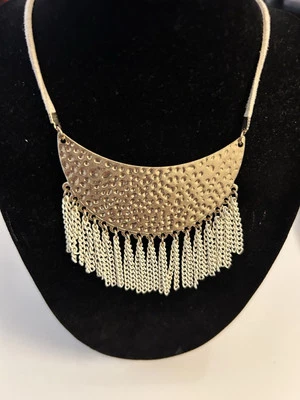 Mika Gold & Off White Tones Fringe Necklace - Image 1 of 4