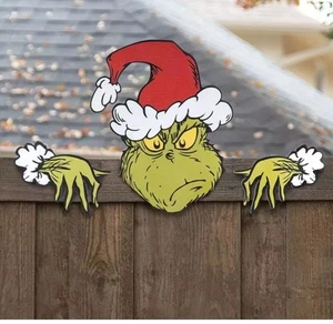 The Grinch Festival Fence Sitter Dr. Seuss - Grinch como Santa - Imagen 1 de 4