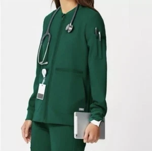 Figs Bellery Scrub Jacket Hunter Green Nursing Medical Uniform Scrubs Coat Large - Picture 1 of 11