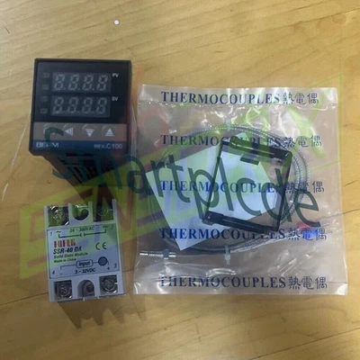 REX-C100 Digital LCD PID Temperature Controller Set+ K Thermocouple+ MaxSSR 40DA - Image 1 of 4