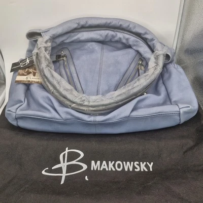 Cartera de cuero B Makowsky azul claro asa superior grande nueva con etiquetas bolsa antipolvo Foto 1 de 4