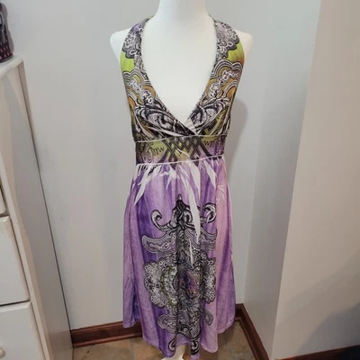 Vestido Halter Christina Love Púrpura Multicolor Y2k Caprichoso Tachonado | S Foto 1 de 4