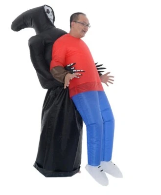 Inflatable Scary and Fun Adult Grim the Reaper Suit Costume Halloween or Cosplay - Image 1 of 4