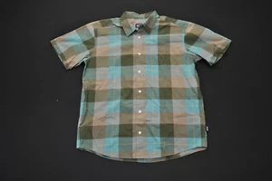 Patagonia Organic Cotton Button Up Shirt Green Plaid Check Men's L 51223S - Picture 1 of 5