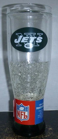 New York Jets NFL Freezable Pilsner Acrylic Freezer Beer Glass New with Tags Cover