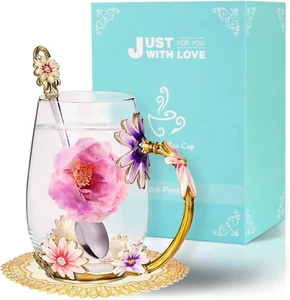 Birthday Gifts for Women Mothers Day Gifts for Mom Enamel Glass Tea Cup Gifts fo - Picture 1 of 12
