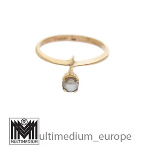 Anillo de dedo de oro 585 de colección perla de agua dulce años 70 Art Nouveau anillo de oro de 14 quilates perla - Imagen 1 de 4