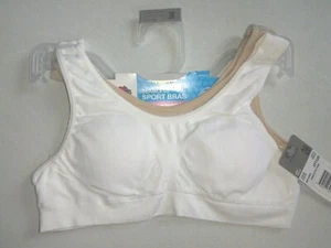 NWT Girls Fruit the Loom 2-pack Seamless Sports Training Bra Size 28 White Beige - Picture 1 of 4