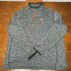 Miami Hurricanes Sweater Mens 2XL Green Pullover 1/4 Zip Lightweight - Picture 1 of 12