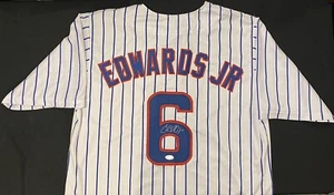 Carl Edwards Jr. Chicago Cubs 2016 WS Signed Auto Pro Style Retro Jersey ~ JSA - Picture 1 of 5