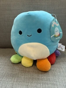 Neu Jerrika der Oktopus 8 Zoll Squishmallows Squishmallow weiches Plüsch Regenbogenblau - Bild 1 von 1