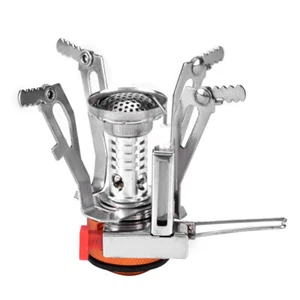 Portable Lightweight Gas Stove Burner for Outdoor Camping Picnic Hiking (Silver) - Foto 1 di 12