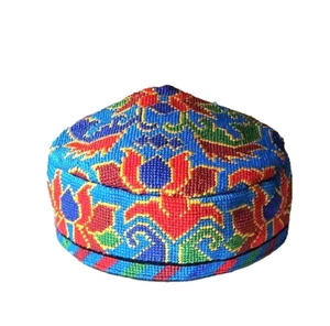 Usbekischer iroqi stamm handbestickter seidenhut - unisex - ca. 22 zoll - Bild 1 von 4