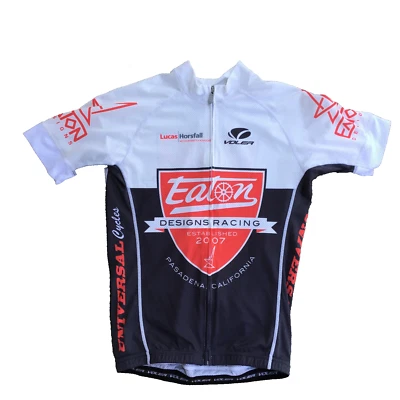 Camiseta feminina Voler pequena manga curta zíper completo ciclismo laranja cinza Pasadena CA - Imagem 1 de 4