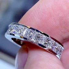2CT Princess Lab-Created Diamond Women Wedding Band Ring 14K White Gold Plated