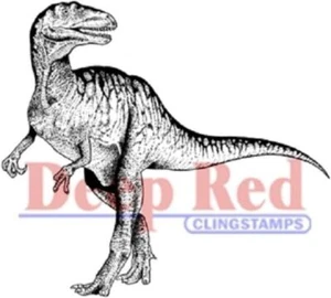 Estampilla adhesiva de goma roja profunda rapata dinosaurio criatura jurásica - Imagen 1 de 1