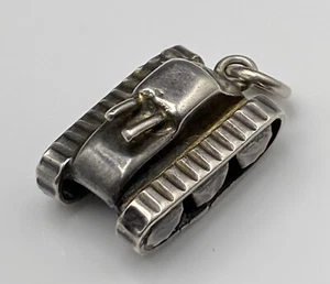 Vintage Sterling Silver Military Army War Tank Guns on Top Nice Detailed Charm - Picture 1 of 7
