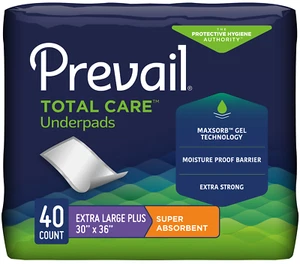 Prevail Total Care Disposable Underpads, X-Large, 30'' x 36'', Peach, Case of 40 - Picture 1 of 1