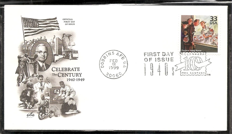 US SC # 3186l Postwar baby boom 1945 FDC . Artcraft Cachet - Image 1 of 1