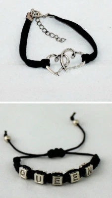 Armband Silber Damen Kunstleder Herzen oder geknüpft Queen Neu - Bild 1 von 3