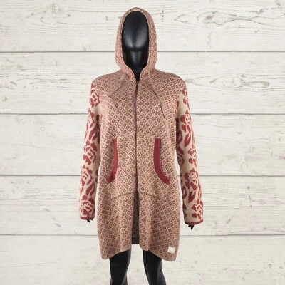 NUEVO CON ETIQUETAS ODD MOLLY DIANA CÁRDIGAN LARGO Para Mujer Algodón Tejido Cremallera Marrón Floral Con Capucha 5 Foto 1 de 4