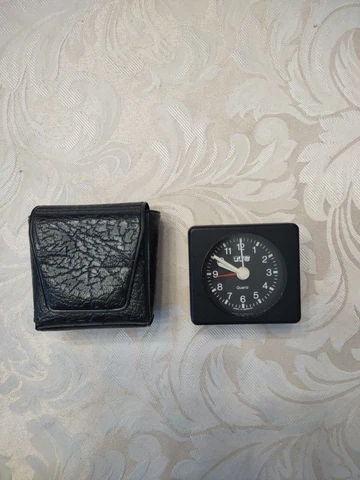 TIC German Quartz Travel Alarm Clock with Case Tested Keeps Time Analog Face Cover