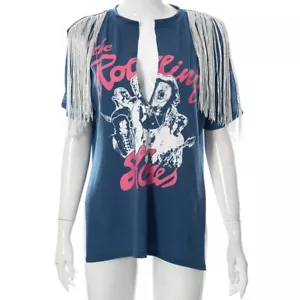 NUEVO Mujeres Escote en V Estampado en Letra Mangas Cortas Gráficos Informales Prendas para el torso Camisetas Blusa #T - Imagen 1 de 8