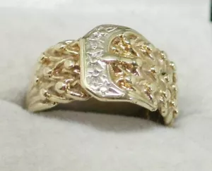 Gent / Ladies 9ct Gold Lovely Diamond Set Buckle Ring size O - 22139 - Picture 1 of 7