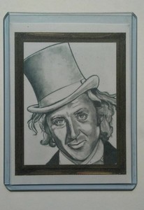 Gene Wilder sketch card print ACEO drawing art Willy Wonka Charlie chocolate 